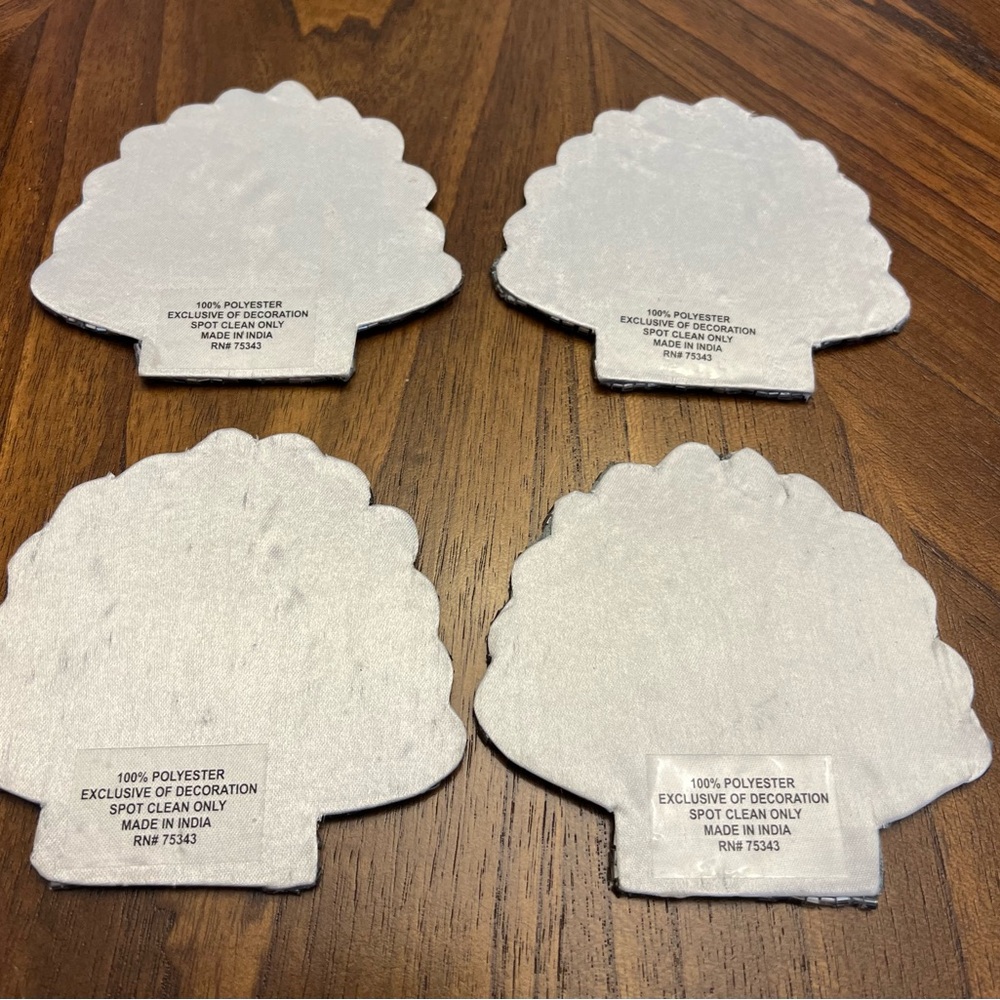 Set of Four Beaded Shell Coasters - Picture 3 of 4